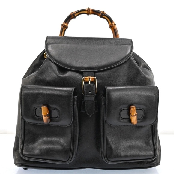 Gucci Handbags - Authentic Gucci Bamboo Leather Backpack